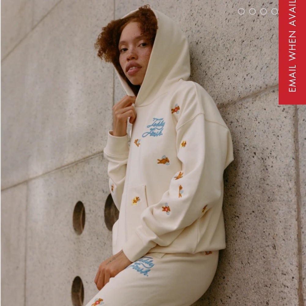 Teddy Fresh NWT Women’s Angel Bear Hoodie in Bone - Picture 9 of 9